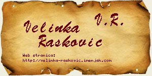 Velinka Rašković vizit kartica